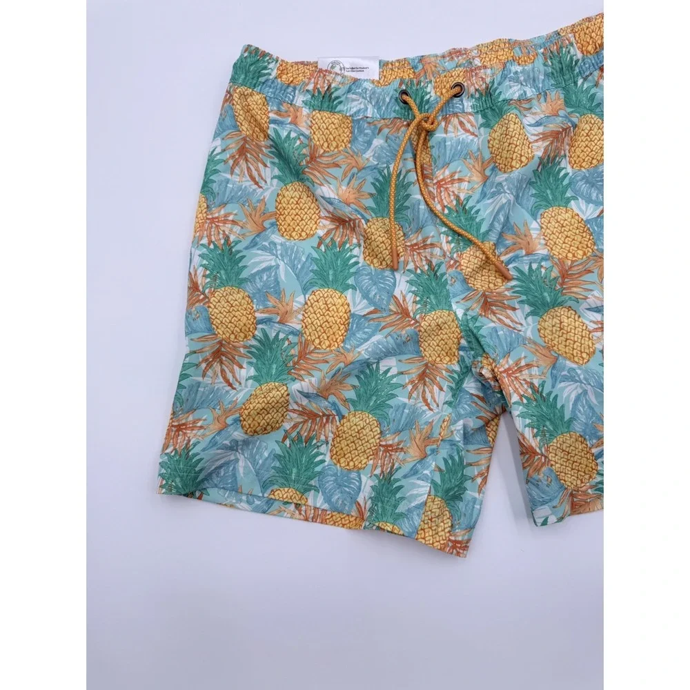 NWT Member's Mark Men's Resort Swim Trunks Pineapple Print Size Large UPF 50